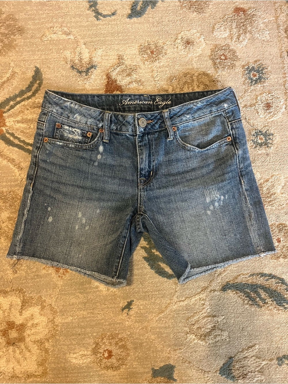 American Eagle Outfitters Distressed Medium Blue Denim Cutoff Shorts